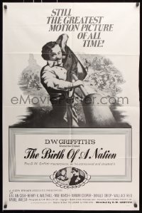 7b155 BIRTH OF A NATION 1sh R1970 D.W. Griffith's classic post-Civil War tale of the Ku Klux Klan!