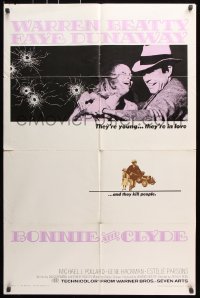 7b172 BONNIE & CLYDE 1sh 1967 notorious crime duo Warren Beatty & Faye Dunaway, Arthur Penn!