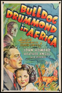 7b190 BULLDOG DRUMMOND IN AFRICA Other Company 1sh 1938 detective John Howard, Angel, ultra-rare!