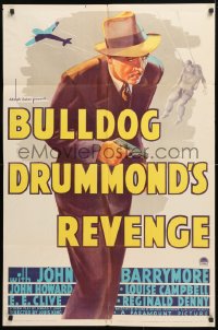 7b191 BULLDOG DRUMMOND'S REVENGE 1sh 1938 detective John Howard in the title role, ultra-rare!