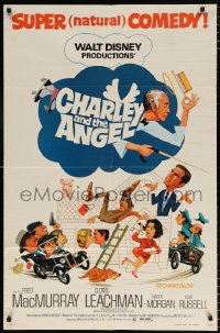 7b209 CHARLEY & THE ANGEL 1sh 1973 Disney, Fred MacMurray, Cloris Leachman, supernatural comedy!