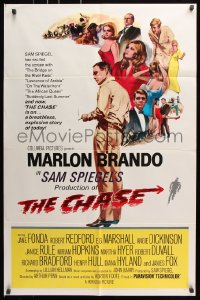 7b210 CHASE 1sh 1966 Marlon Brando, Jane Fonda, Robert Redford, directed by Arthur Penn!