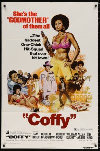 7b222 COFFY 1sh 1973 sexy art of baddest chick Pam Grier, Jack Hill blaxploitation classic!