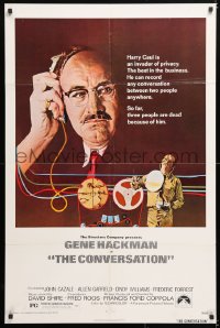 7b231 CONVERSATION 1sh 1974 art of Gene Hackman by Bernard D'Andrea, Francis Ford Coppola directed