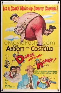 7b244 DANCE WITH ME HENRY 1sh 1956 Bud Abbott & Lou Costello in a crazy mixed up comedy carnival!