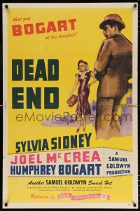 7b260 DEAD END 1sh R1944 William Wyler, art of Sylvia Sidney & third-billed Humphrey Bogart!