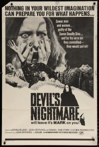 7b274 DEVIL'S NIGHTMARE 1sh 1972 Erika Blanc, wild different Satanic horror images, ultra-rare!