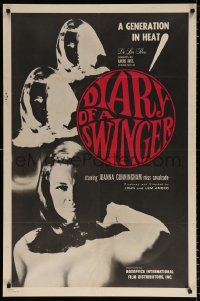 7b281 DIARY OF A SWINGER 1sh 1967 sex memoirs of a generation in heat, it's red hot!