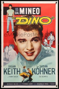 7b284 DINO 1sh 1957 huge super close up of troubled teen Sal Mineo, plus full-length image too!