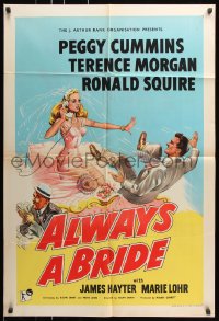 7b073 ALWAYS A BRIDE English 1sh 1953 wacky art of sexy Peggy Cummins & Terence Morgan!