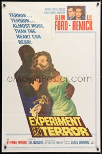 7b336 EXPERIMENT IN TERROR 1sh 1962 Glenn Ford, Lee Remick, more tension than the heart can bear!