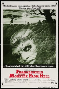 7b373 FRANKENSTEIN & THE MONSTER FROM HELL 1sh 1974 your blood will run cold when he rises!