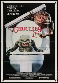 7b402 GHOULIES 2 1sh 1987 directed by Albert Band, great image of monsters coming out of toilet!