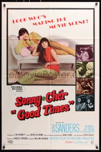 7b419 GOOD TIMES 1sh 1967 first William Friedkin, great image of young Sonny & Cher on couch!