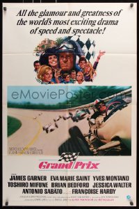 7b422 GRAND PRIX 1sh 1967 Formula One race car driver James Garner, artwork by Howard Terpning!
