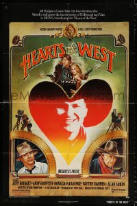 7b440 HEARTS OF THE WEST 1sh 1975 art of Hollywood cowboy Jeff Bridges by Richard Hess!