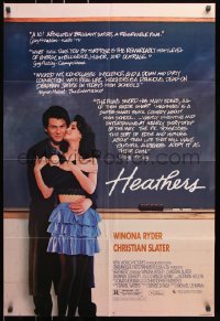 7b441 HEATHERS 1sh 1989 great image of really young Winona Ryder & Christian Slater!