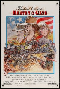 7b442 HEAVEN'S GATE style B int'l 1sh 1981 Michael Cimino, art of Kris Kristofferson & Isabelle Huppert!