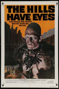 7b454 HILLS HAVE EYES 1sh 1978 Wes Craven, classic creepy image of sub-human Michael Berryman!