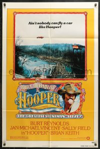 7b461 HOOPER teaser 1sh 1978 great portrait of stunt man Burt Reynolds car jumping ravine!