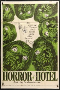 7b463 HORROR HOTEL 1sh 1962 artwork of Christopher Lee, English horror!