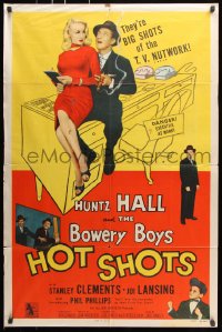 7b469 HOT SHOTS 1sh 1956 Huntz Hall & The Bowery Boys, sexy Joi Lansing, TV nutwork!