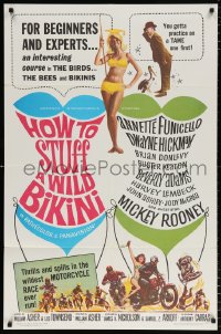 7b475 HOW TO STUFF A WILD BIKINI 1sh 1965 Annette Funicello, Buster Keaton, motorcycle & bikini art