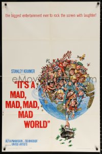 7b521 IT'S A MAD, MAD, MAD, MAD WORLD style A pictorial 1sh 1964 art of cast on Earth by Jack Davis!