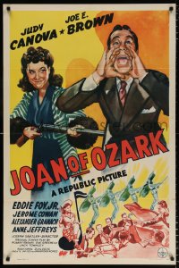 7b547 JOAN OF OZARK 1sh 1942 wacky art of Judy Canova & Joe E. Brown!