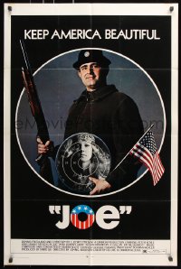 7b548 JOE 1sh 1970 Peter Boyle w/shotgun, American flag, and hippie target, drugs!