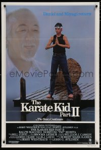 7b564 KARATE KID PART II teaser 1sh 1986 Pat Morita as Mr. Miyagi, Ralph Macchio as Daniel-san!