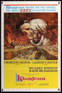 7b567 KHARTOUM Cinerama 1sh 1966 Frank McCarthy art of Charlton Heston & Laurence Olivier!
