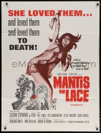 7b647 MANTIS IN LACE 1sh 1968 art of woman with cleaver and knife, she loved them to death!