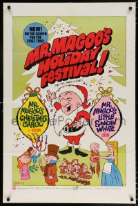 7b676 MR. MAGOO'S CHRISTMAS CAROL/MR. MAGOO'S LITTLE SNOW WHITE 25x38 1sh 1970 great cartoon artwork!