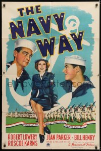 7b693 NAVY WAY 1sh 1944 Robert Lowery, Roscoe Karns & pretty Jean Parker all in uniform!