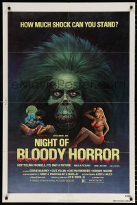 7b700 NIGHT OF BLOODY HORROR 1sh R1979 blood psycho goes berserk, how much shock can you stand!