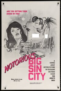 7b709 NOTORIOUS BIG SIN CITY 1sh 1970 sexy art by Alexy, are you getting your share of fun?