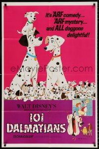 7b724 ONE HUNDRED & ONE DALMATIANS 1sh R1969 most classic Walt Disney canine family cartoon!