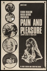 7b732 PAIN & PLEASURE 25x38 1sh 1967 stark realism never before presented, violent & sexy images!