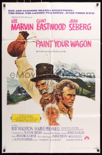 7b733 PAINT YOUR WAGON 1sh 1969 Ron Lesser art of Clint Eastwood, Lee Marvin & Jean Seberg!