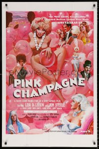 7b750 PINK CHAMPAGNE 1sh 1979 art of sexy near-naked women in Hollywood + Charlie Chaplin!