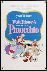 7b752 PINOCCHIO 1sh R1978 Disney classic fantasy cartoon about a wooden boy who wants to be real!