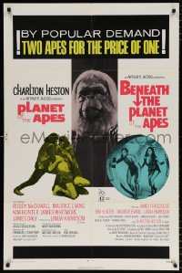 7b756 PLANET OF THE APES/BENEATH THE PLANET OF THE APES 1sh 1971 2 apes for the price of 1!