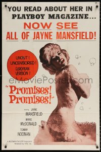 7b768 PROMISES PROMISES 1sh 1963 sexy image of naked Jayne Mansfield covered only by bubbles!