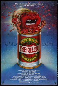 7b789 RETURN OF THE KILLER TOMATOES 1sh 1988 Darrow art, they were out for blood & now they're back