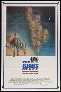 7b792 RIGHT STUFF 1sh 1983 great Tom Jung montage art of the first NASA astronauts!