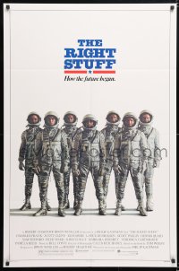 7b793 RIGHT STUFF advance 1sh 1983 great line up of the first NASA astronauts all suited up!