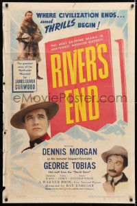 7b794 RIVER'S END 1sh 1940 Canadian Mountie Dennis Morgan, from James Oliver Curwood story!