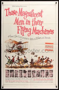 7b918 THOSE MAGNIFICENT MEN IN THEIR FLYING MACHINES 1sh 1965 great Searle art of early airplane!