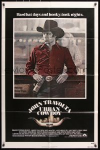 7b954 URBAN COWBOY 1sh 1980 great image of John Travolta in cowboy hat with Lone Star beer!